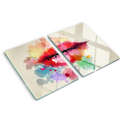 Schneidebrett glas Lippen in bunten Flecken