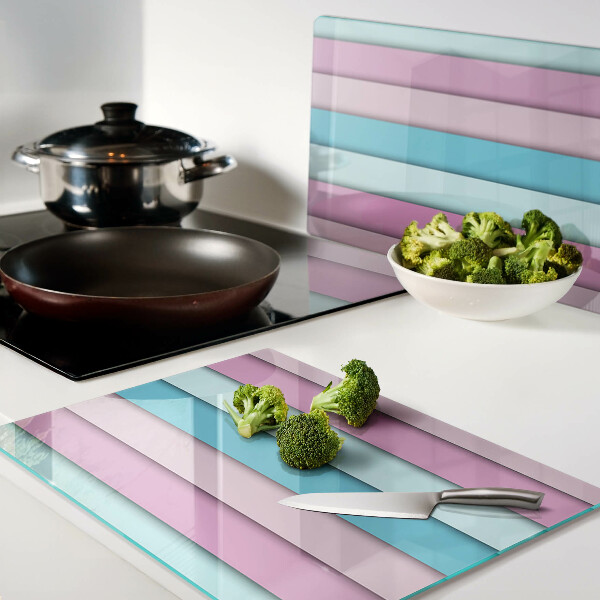Glas-Schneidebrett mit geometrischem Pastellmotiv