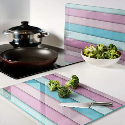 Glas-Schneidebrett mit geometrischem Pastellmotiv