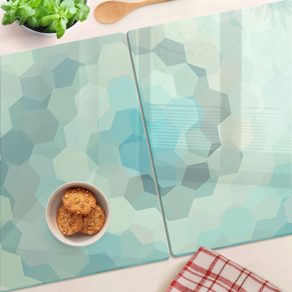 Schneidebrett mit geometrischem Muster in Blautönen