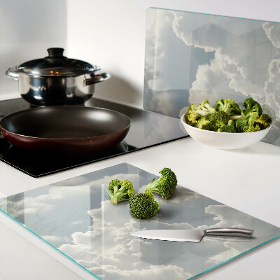 Schneidebrett Glas mit Motiv „Wolken am Himmel“