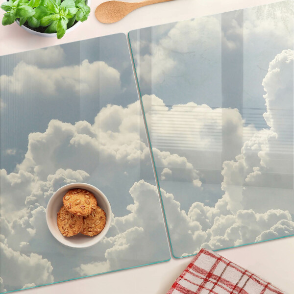 Schneidebrett Glas mit Motiv „Wolken am Himmel“
