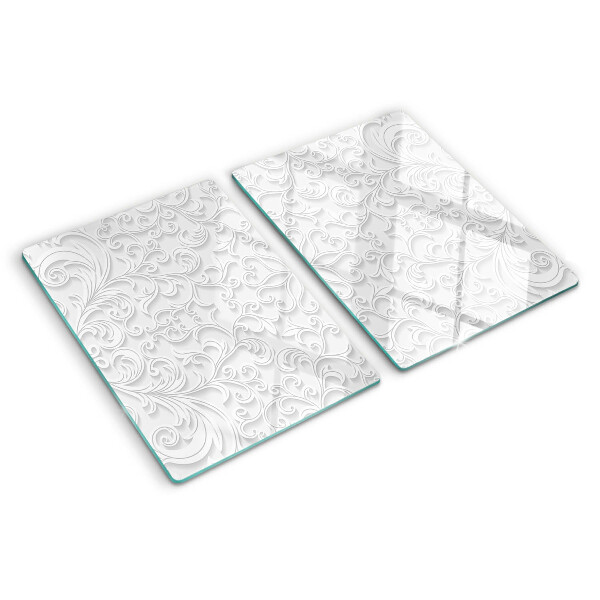 Schneidebrett Glas mit Blumenmuster und wellenförmiger Kante