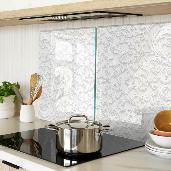 Schneidebrett Glas mit Blumenmuster und wellenförmiger Kante