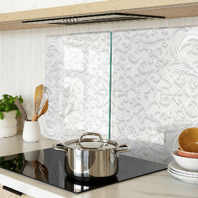 Schneidebrett Glas mit Blumenmuster und wellenförmiger Kante