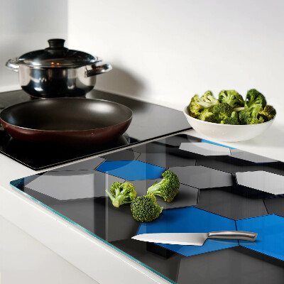 Glas Schneidebrett mit sechseckigem Muster in blaugrauen Farbtönen