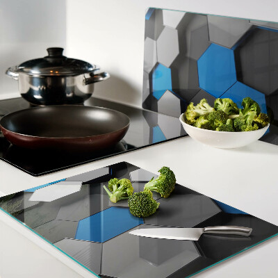 Glas schneidebrett Sechseckige Muster in blaugrauen Farbtönen