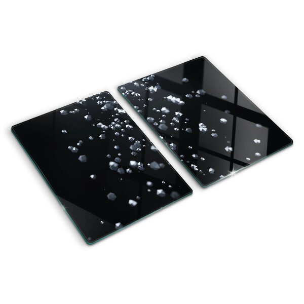 Schneidebrett mit Kristallblasen-Motiv auf schwarzem Hintergrund