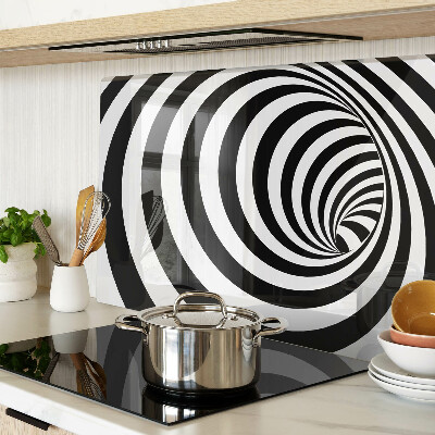Schneidebrett Glas mit schwarz-weißem Spiralmotiv