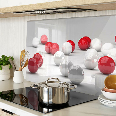 Schneidebrett Glas mit rotem und weißem Kugelmuster