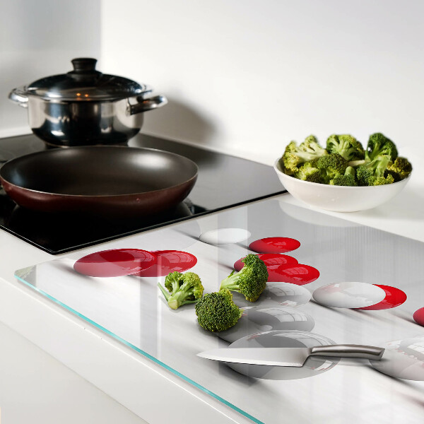 Schneidebrett Glas mit rotem und weißem Kugelmuster