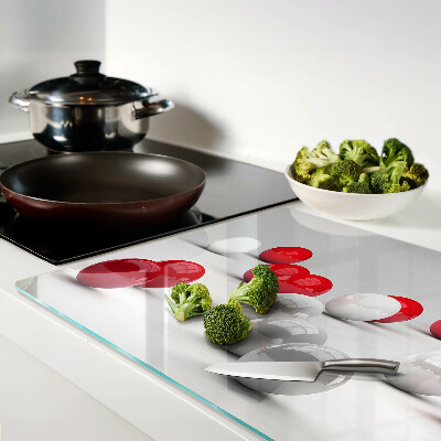 Schneidebrett Glas mit rotem und weißem Kugelmuster