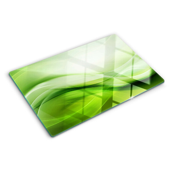 Glas-Schneidebrett mit grünen Wellen und dezenten Farbverläufen