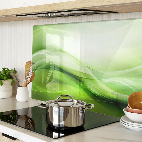 Glas-Schneidebrett mit grünen Wellen und dezenten Farbverläufen