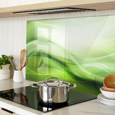 Glas-Schneidebrett mit grünen Wellen und dezenten Farbverläufen