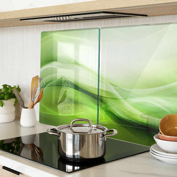 Glas-Schneidebrett mit grünen Wellen und dezenten Farbverläufen