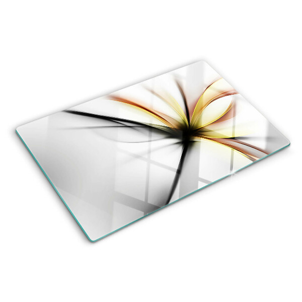 Schneidebrett mit floral-abstraktem Motiv und dynamischen Linien