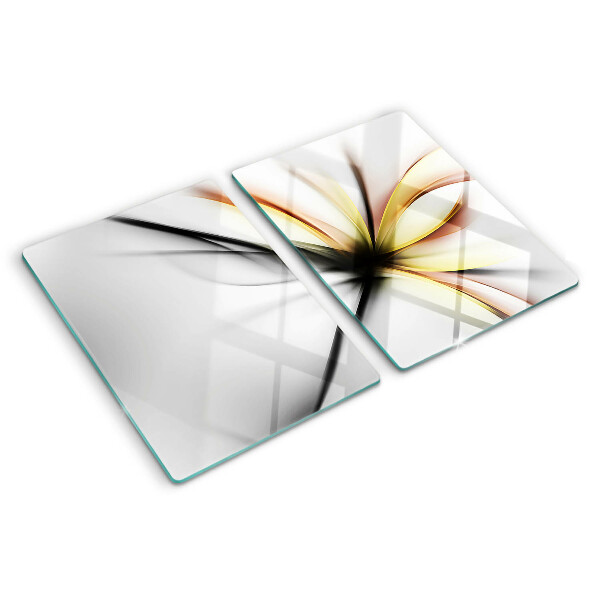 Schneidebrett mit floral-abstraktem Motiv und dynamischen Linien