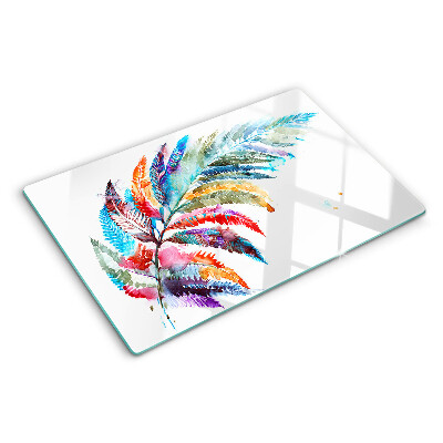 Schneidebrett glas Farnblätter in Regenbogenfarben