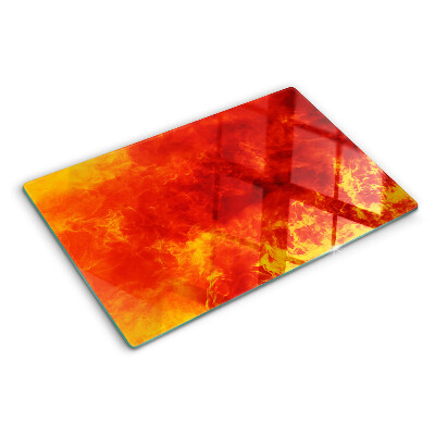 Glas-Schneidebrett mit Motiv ‚Feuer und Flammen‘