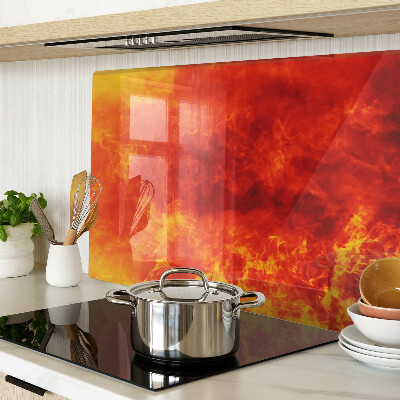 Glas-Schneidebrett mit Motiv ‚Feuer und Flammen‘