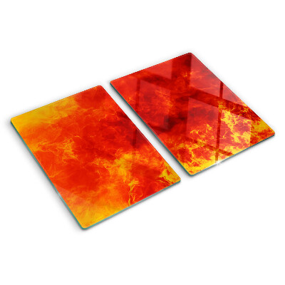 Glas-Schneidebrett mit Motiv ‚Feuer und Flammen‘