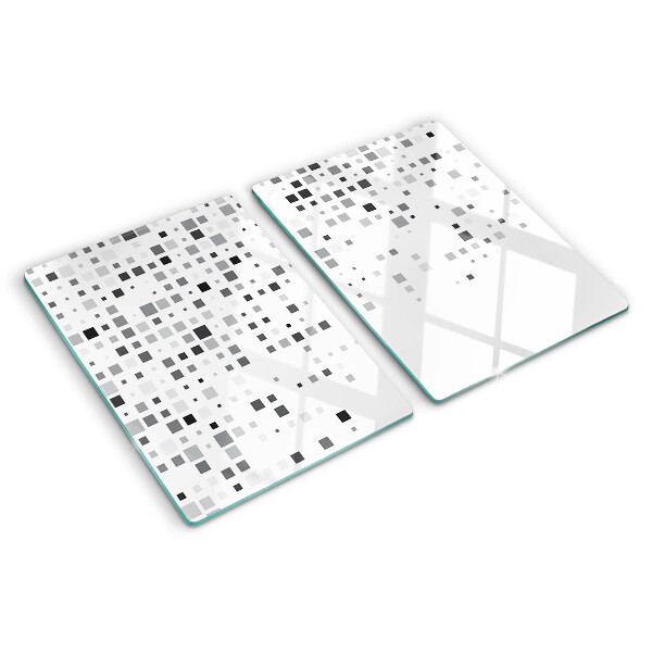 Glas-Schneidebrett mit geometrischem Muster in Grautönen