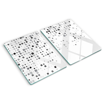 Glas-Schneidebrett mit geometrischem Muster in Grautönen