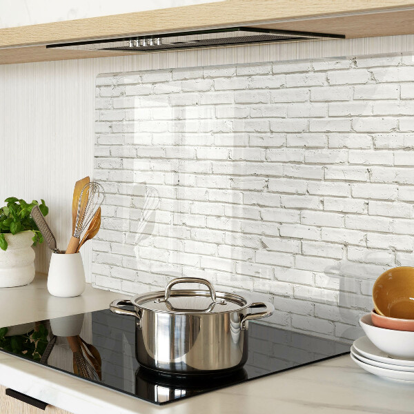 Schneidebrett glas Weiße Backsteinmauer