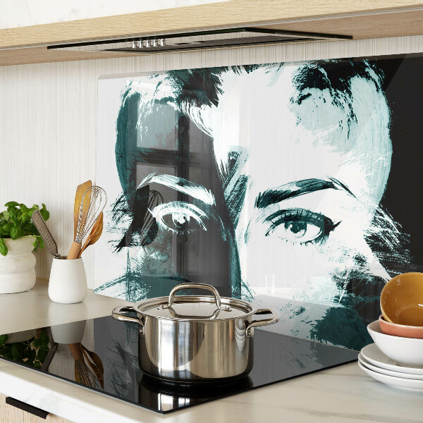 Schneidebrett Glas mit Porträt im abstrakten Stil