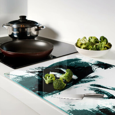 Schneidebrett Glas mit Porträt im abstrakten Stil