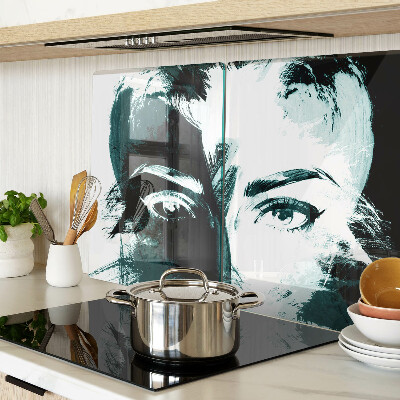 Schneidebrett Glas mit Porträt im abstrakten Stil