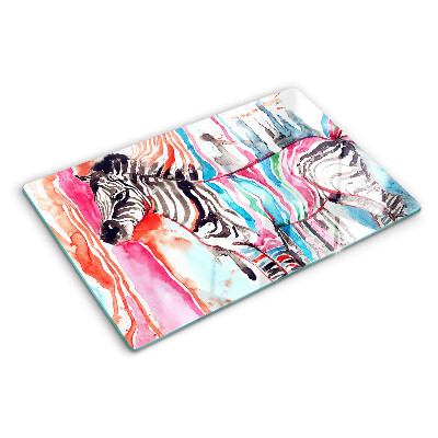 Schneidebrett glas Zebra in bunten Streifen