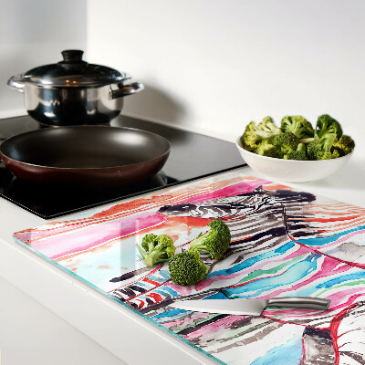 Schneidebrett glas Zebra in bunten Streifen