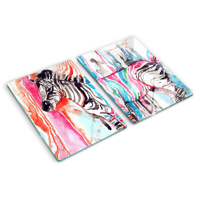 Schneidebrett glas Zebra in bunten Streifen
