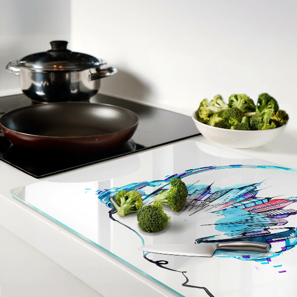 Schneidebrett mit aufgedrucktem Stadtpanorama