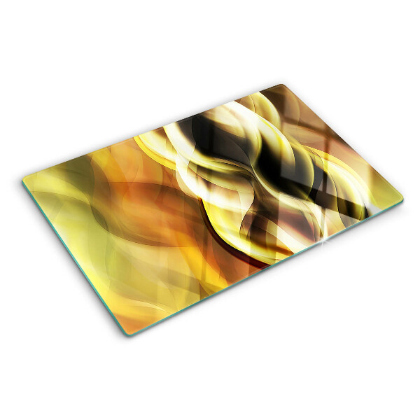 Schneidebrett glas Abstrakte Wellen in Goldtönen