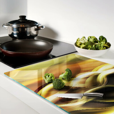 Schneidebrett glas Abstrakte Wellen in Goldtönen