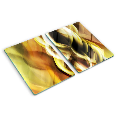 Schneidebrett glas Abstrakte Wellen in Goldtönen
