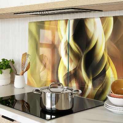 Schneidebrett Glas mit abstrakten Wellen in Goldtönen