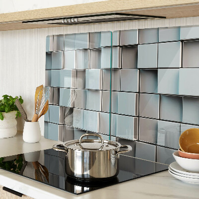 Schneidebrett mit Motiv aus geometrischen Fliesen in Blautönen