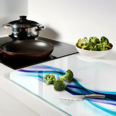 Schneidebrett glas Wellen in Blau- und Türkistönen