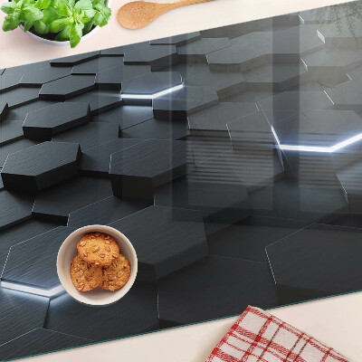 Schneidebrett Glas mit sechseckigem Muster und 3D‑Effekt