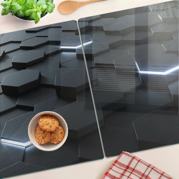 Schneidebrett glas Sechseckiges Muster mit 3D-Effekt