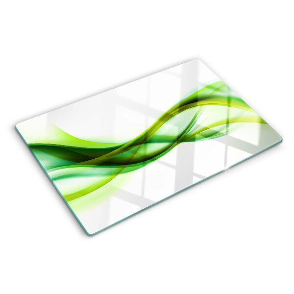 Glas-Schneidebrett mit wellenförmigem Muster in Grüntönen