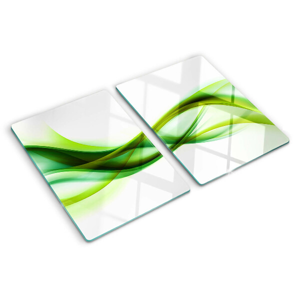 Glas-Schneidebrett mit wellenförmigem Muster in Grüntönen