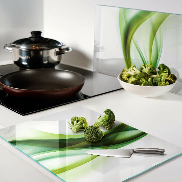 Glas-Schneidebrett mit wellenförmigem Muster in Grüntönen