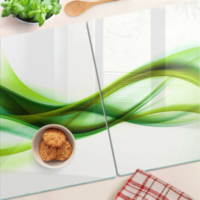 Glas-Schneidebrett mit wellenförmigem Muster in Grüntönen