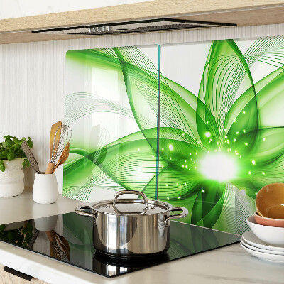 Glas-Schneidebrett mit grünem abstraktem Wellenmotiv