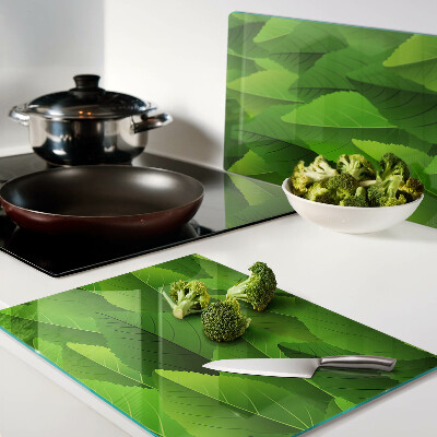 Schneidebrett glas Blätter in Grüntönen